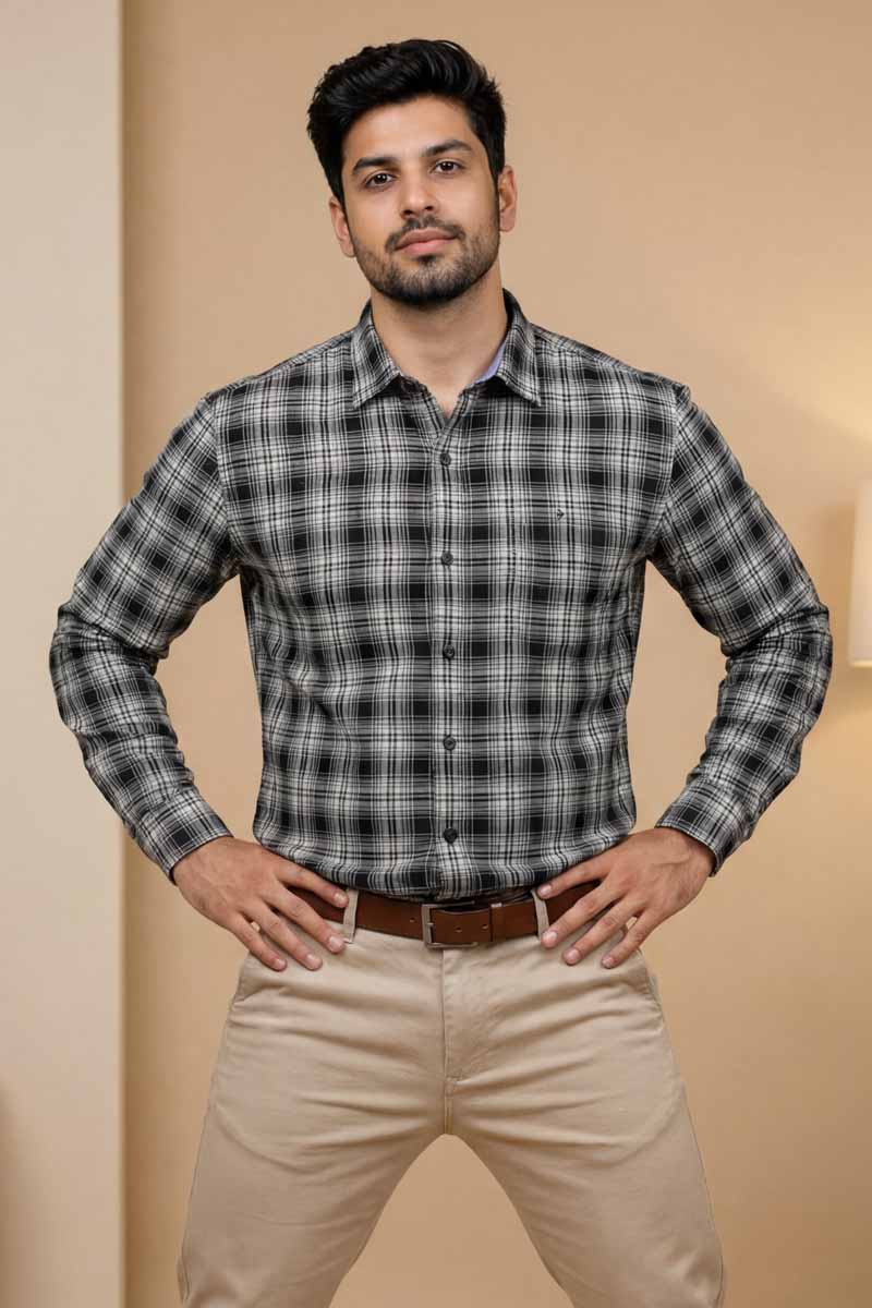 Cloud Ash Grey Plaid Shirt - Grey - 2