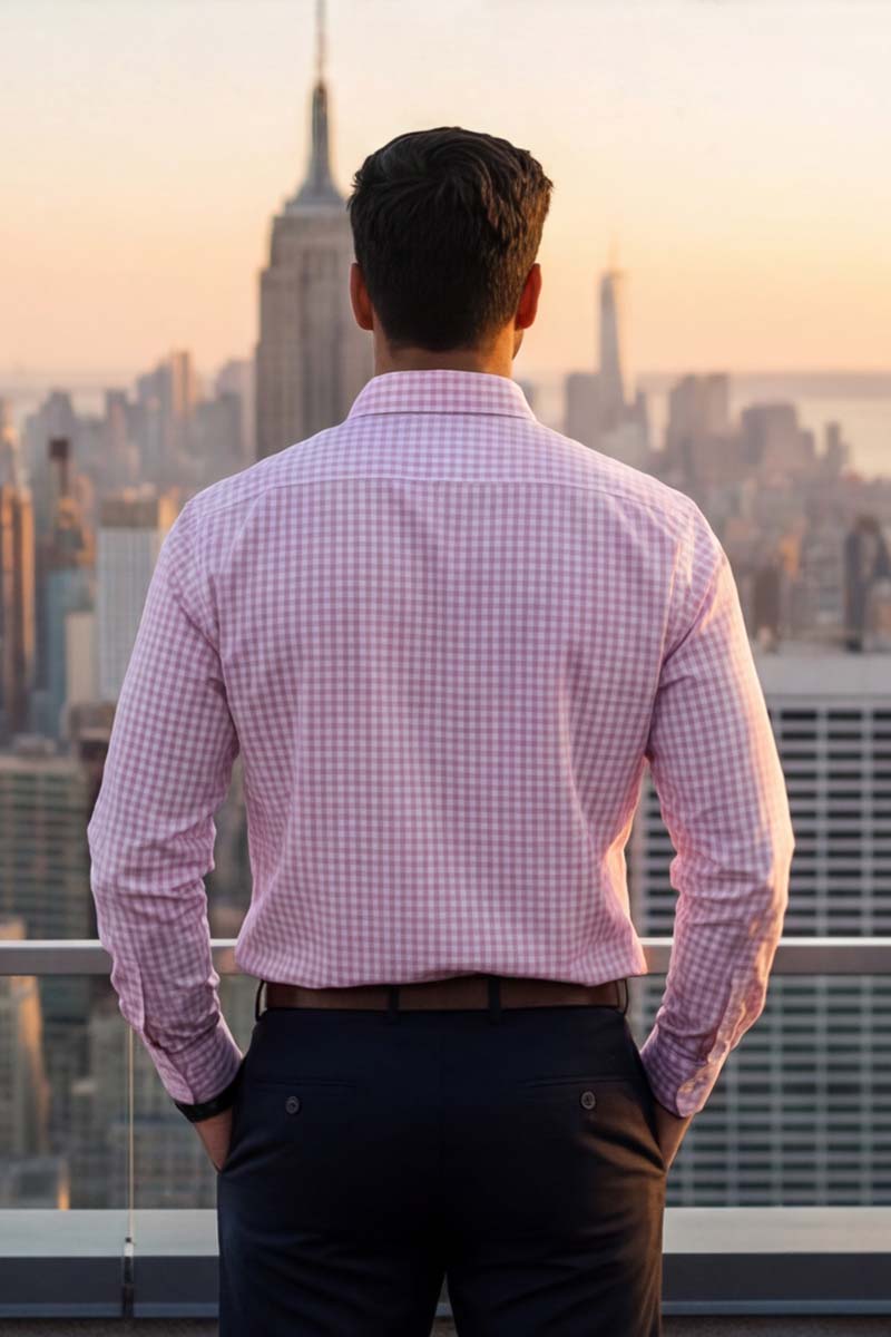 Pink Checks Formal Shirt (Smart Fit - Full Sleeves) - 5