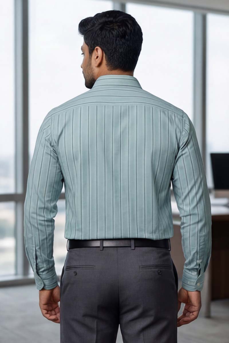 Urban Stripe Formal Shirt – Pastel Green (Smart Fit) - 6