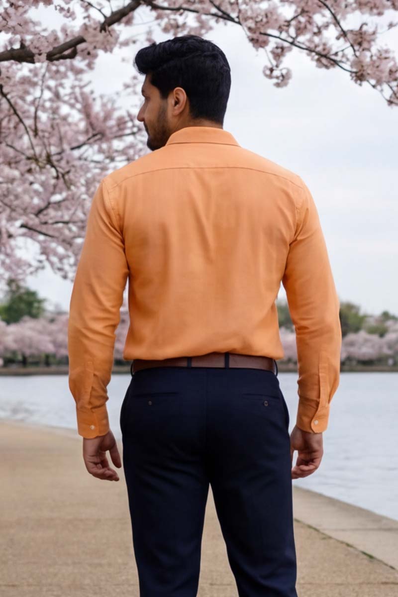 Vibrant Edge Formal Shirt – Orange (Slim Fit) - 5