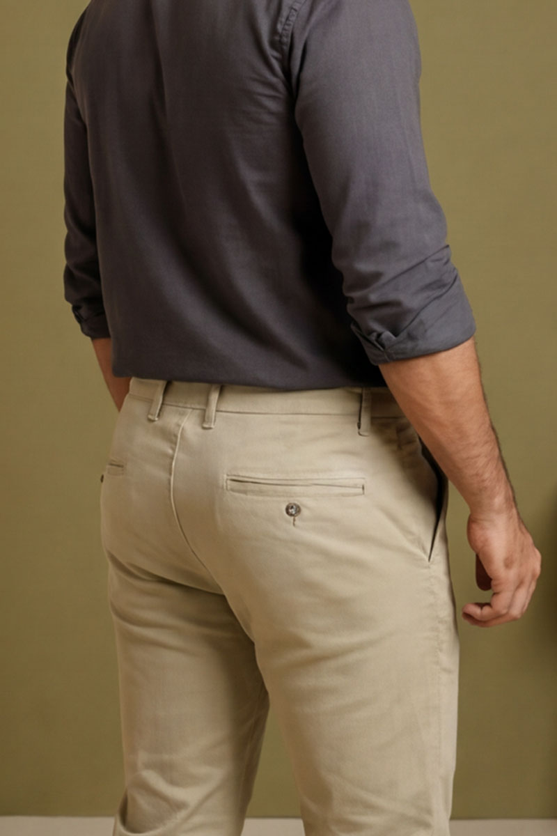 Men's Slim-Fit Stretch - L-Green - 6