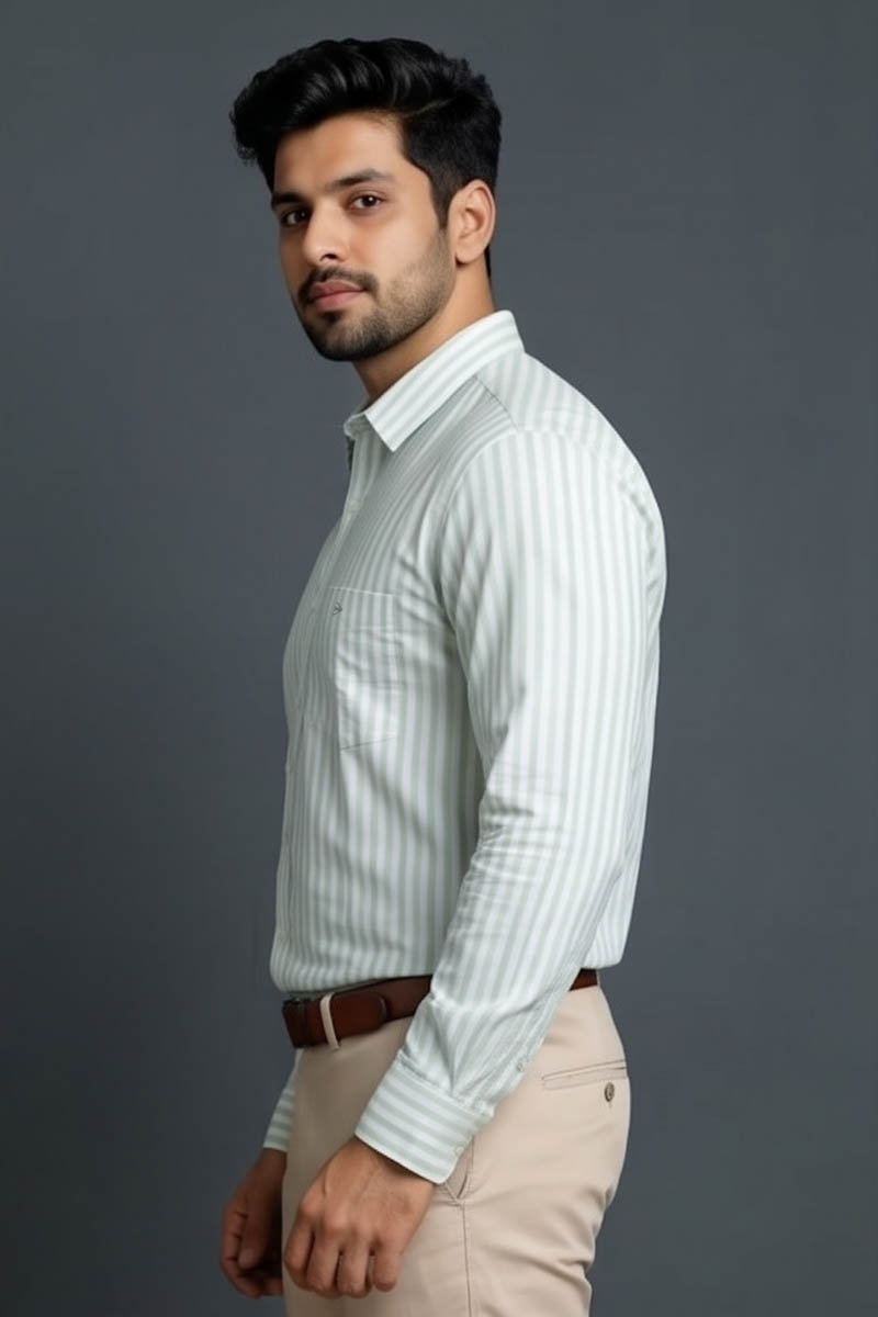 Men’s Classic Light Green Shirt - L-Green - 5