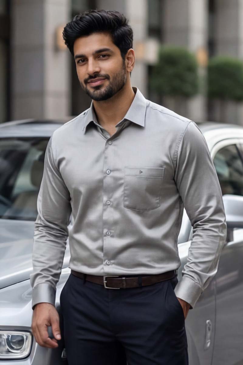 SmartEase Semi-Formal Shirt – Light Grey - 2