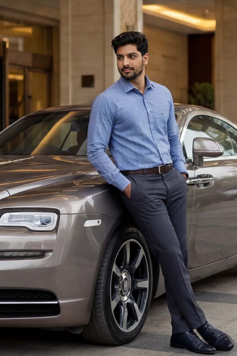 Classic Check Formal Shirt – Light Blue - 2