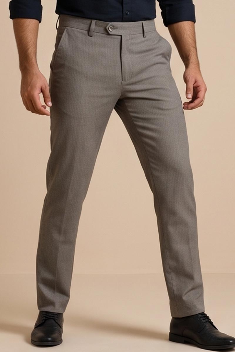 Elegant D-Grey Tailored Fit Pants- Dark-Grey - 5