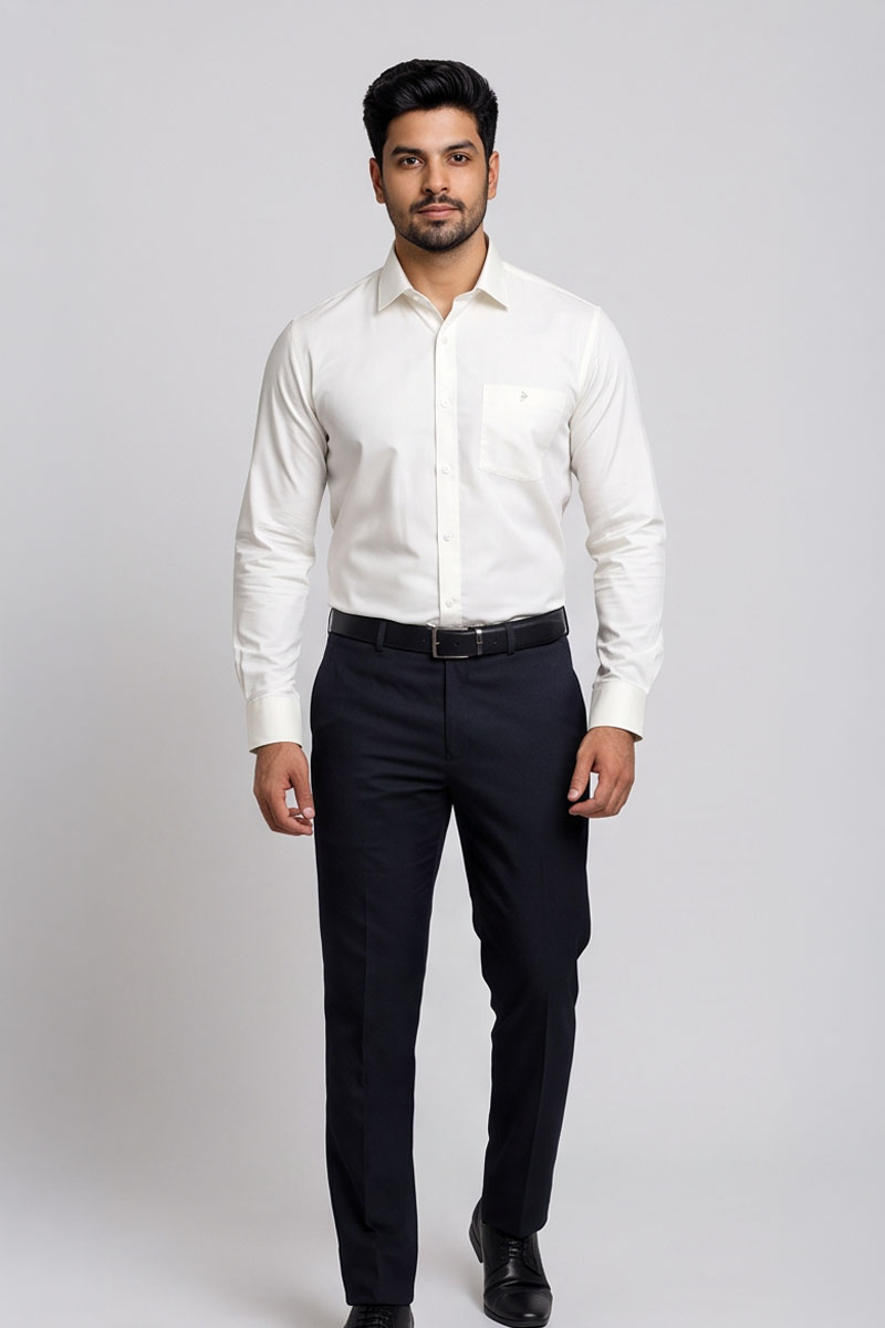 Classic Off-White Office Shirt -Half-White