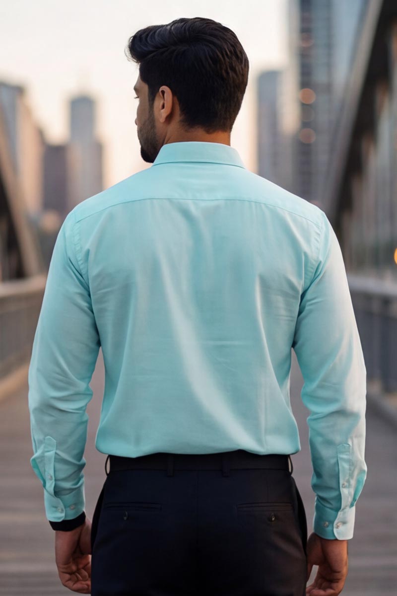 T-Blue Plain Formal Checks Shirt (Smart Fit - Full Sleeves)_RBF-353 - 6