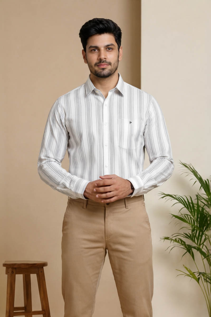 Luxe Stripe White Shirt - White