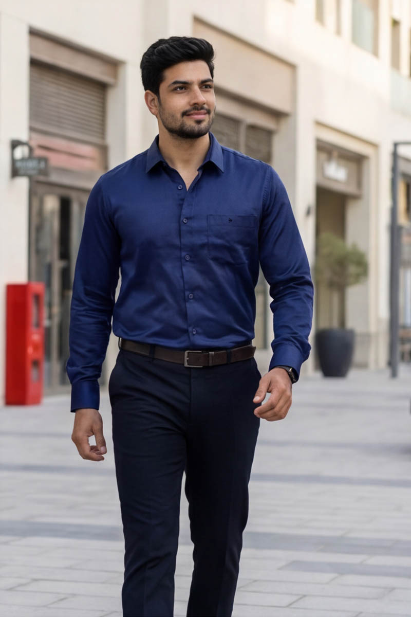 SmartEase Semi-Formal Shirt – Navy Blue - 4