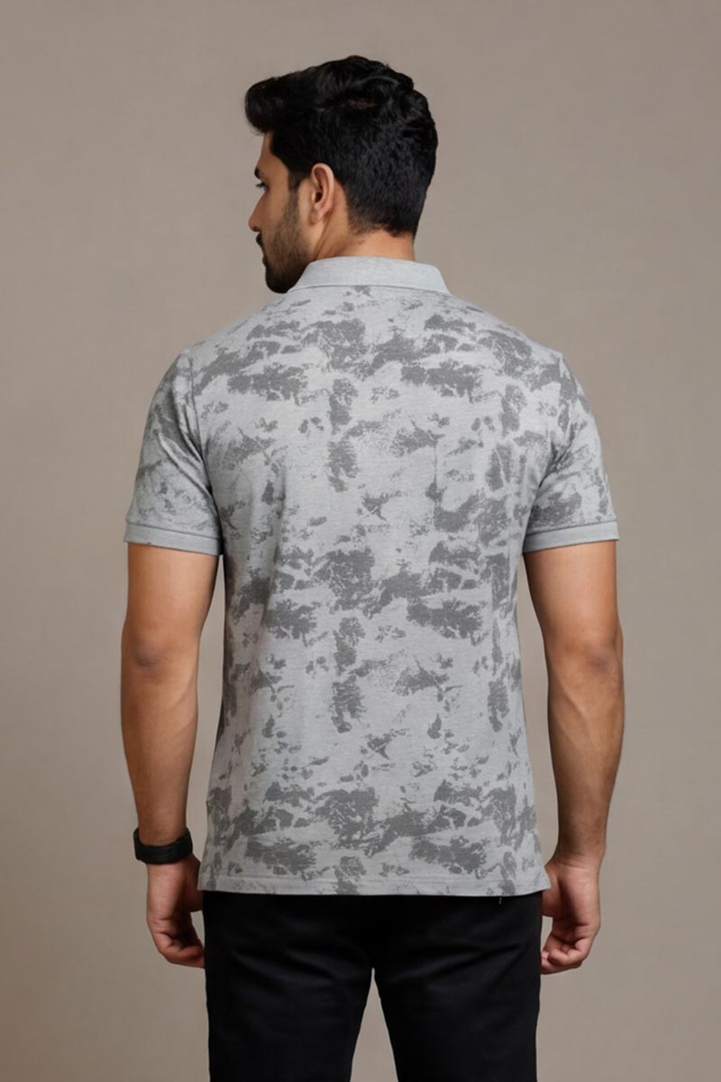 Frost Grey Printed  T-Shirt - L-Grey - 6