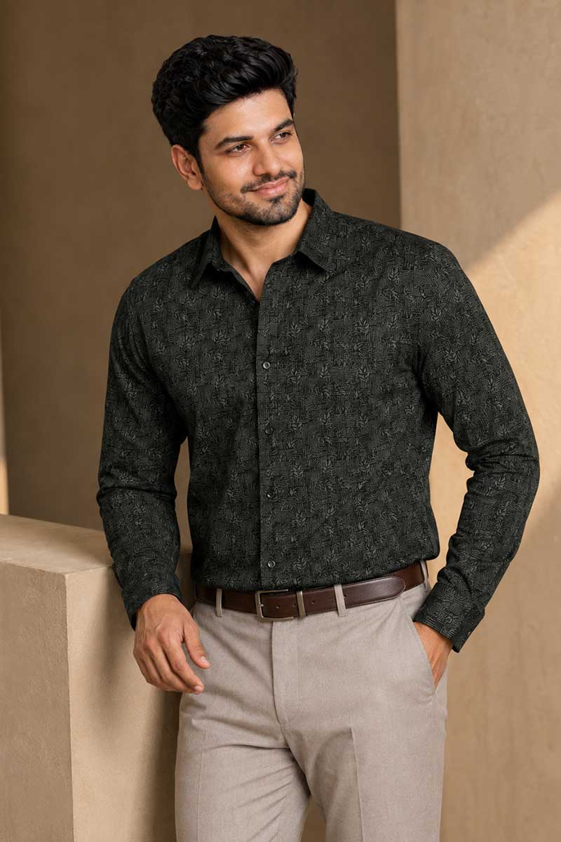 Men's Olive Green Exclusive Shirt - Green - 4