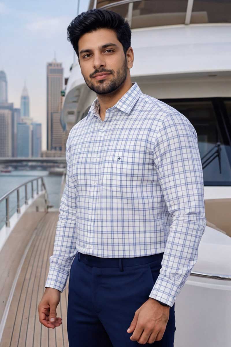 Essential Check Formal Shirt – White - 2