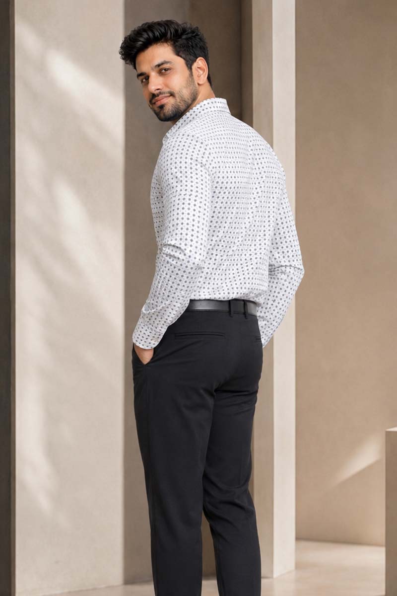 Grey Geometric Print Shirt - Grey - 6