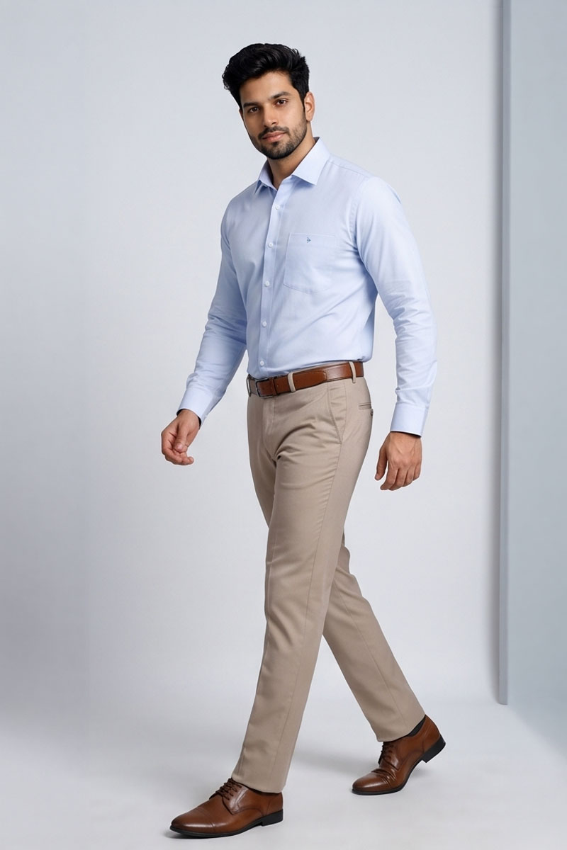 Baby Blue Solid Shirt -S-Blue - 3