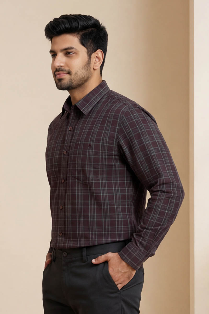 Royal Maroon Check Shirt - Maroon - 4