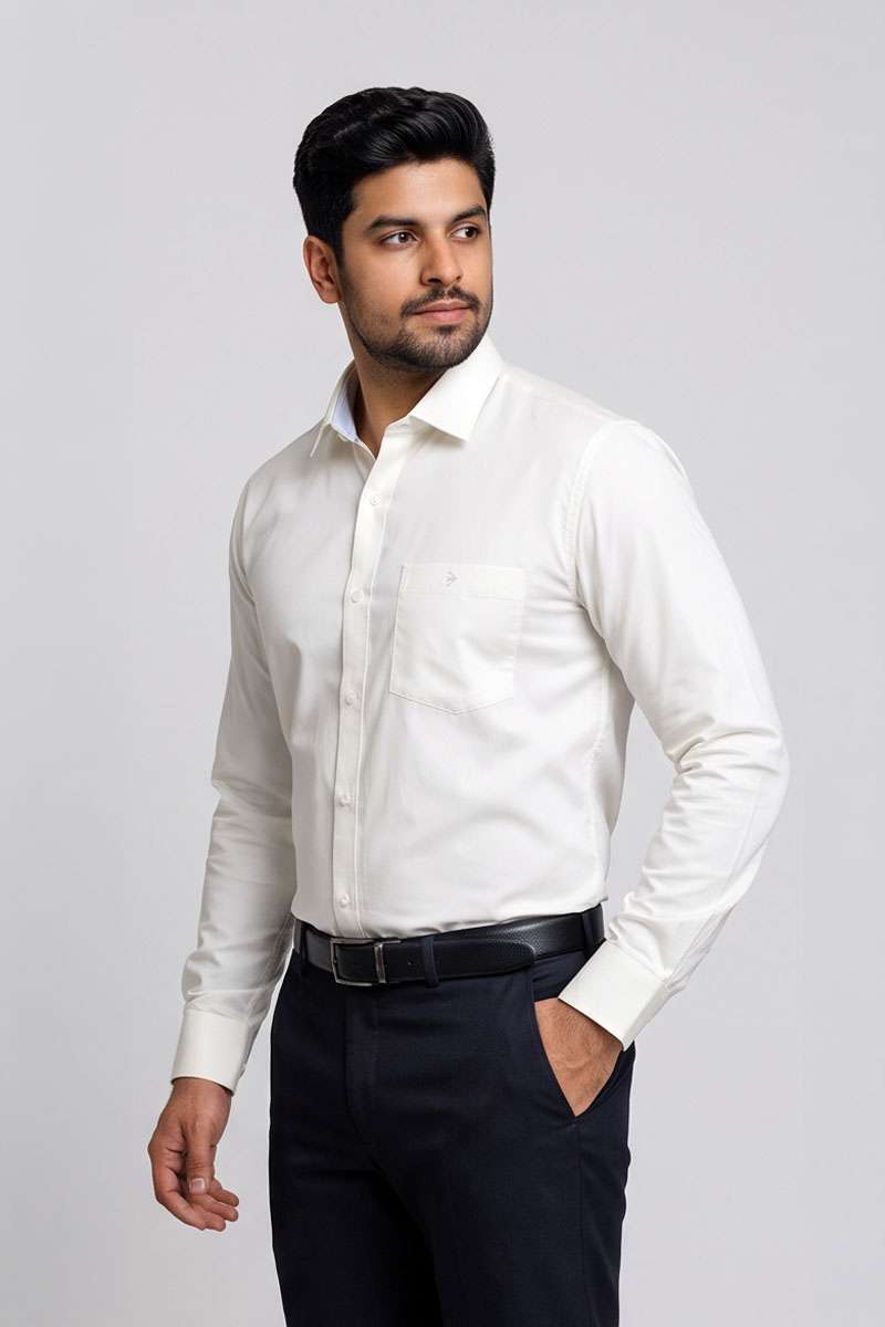 Classic Off-White Office Shirt -Half-White - 2