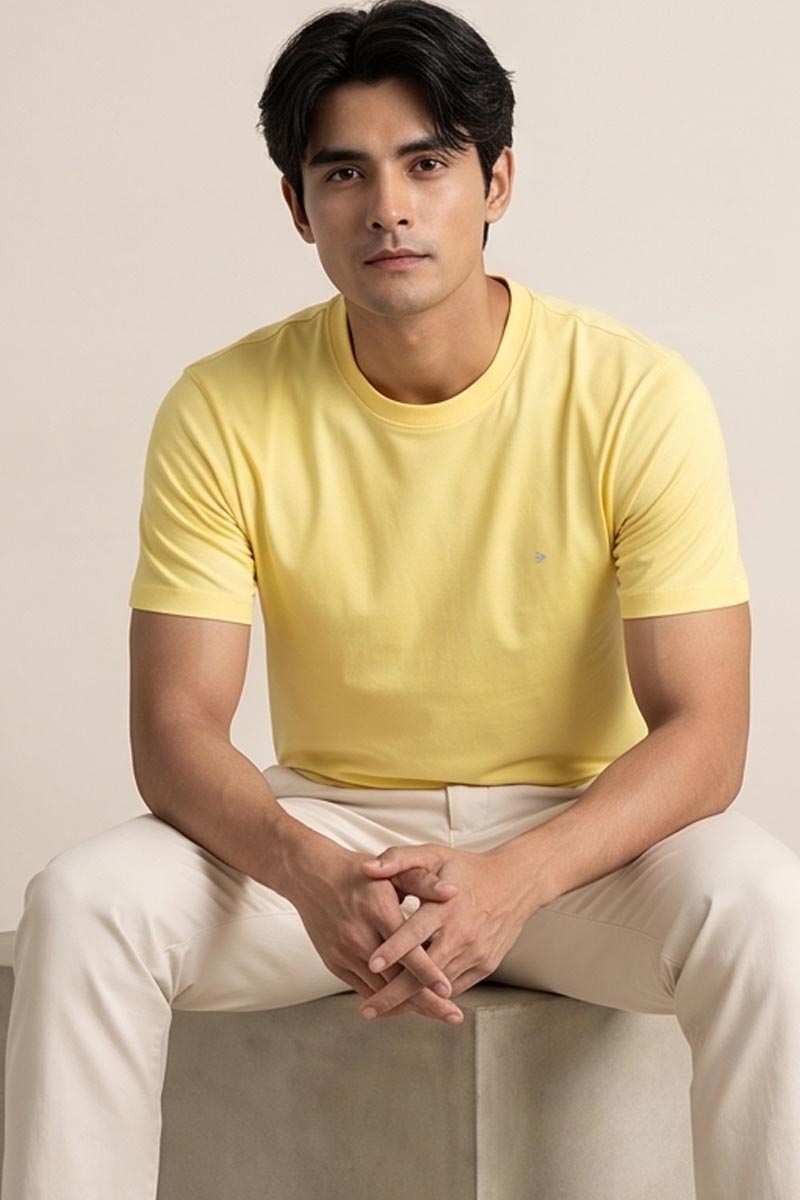 Pastel Yellow Essential Crew Tee -Yellow - 4