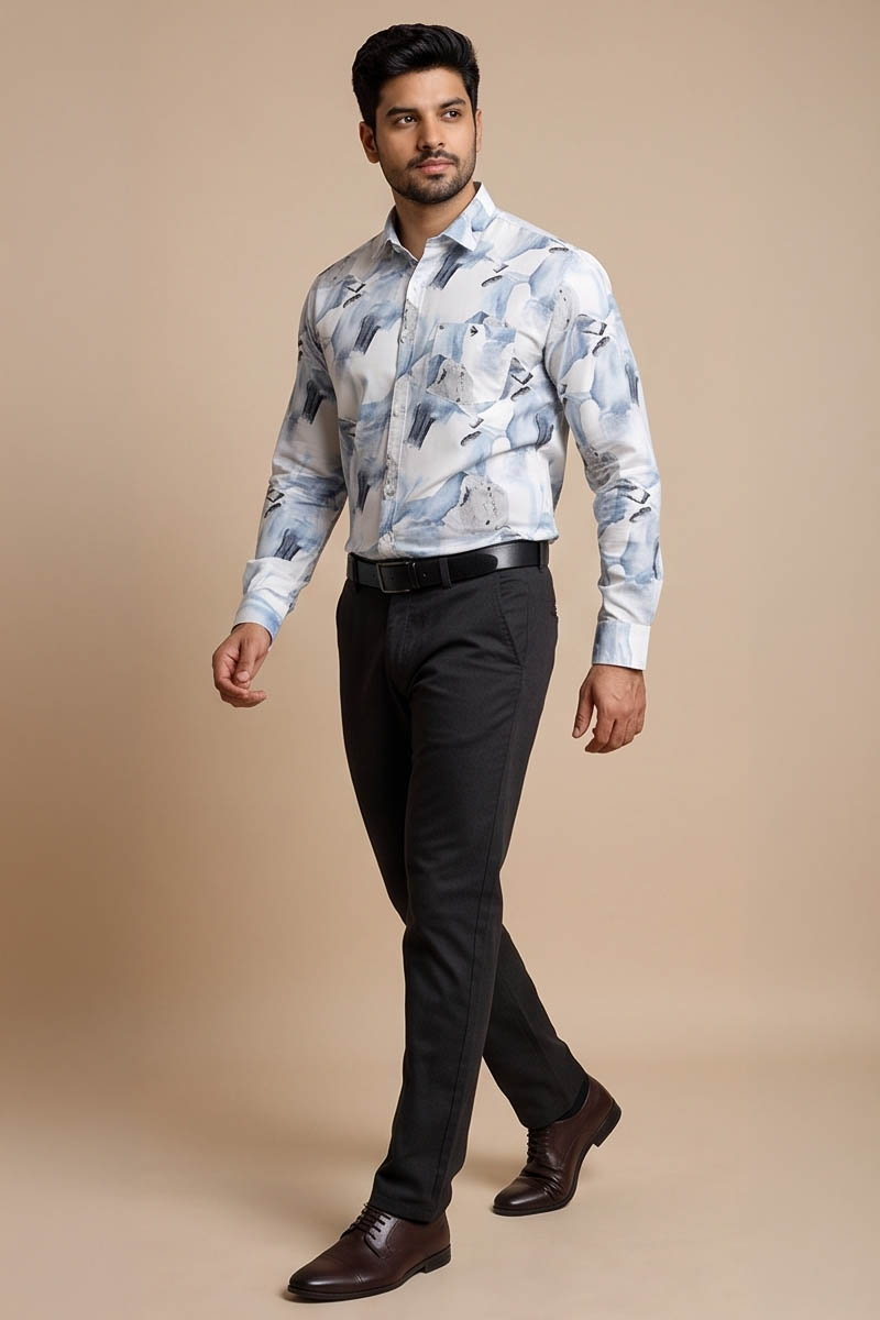 Aqua Mist Abstract Shirt- L-Blue - 3