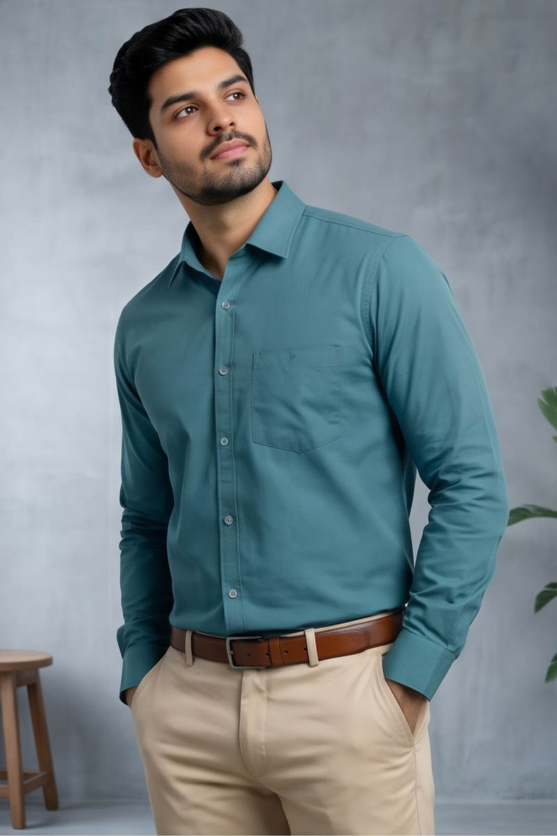 Azure Blue Premium Shirt - S-Blue - 4