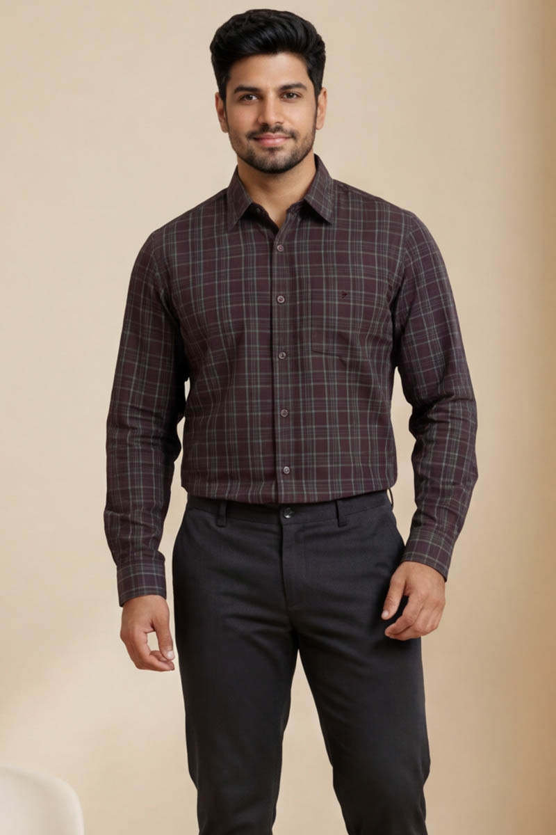 Royal Maroon Check Shirt - Maroon - 5