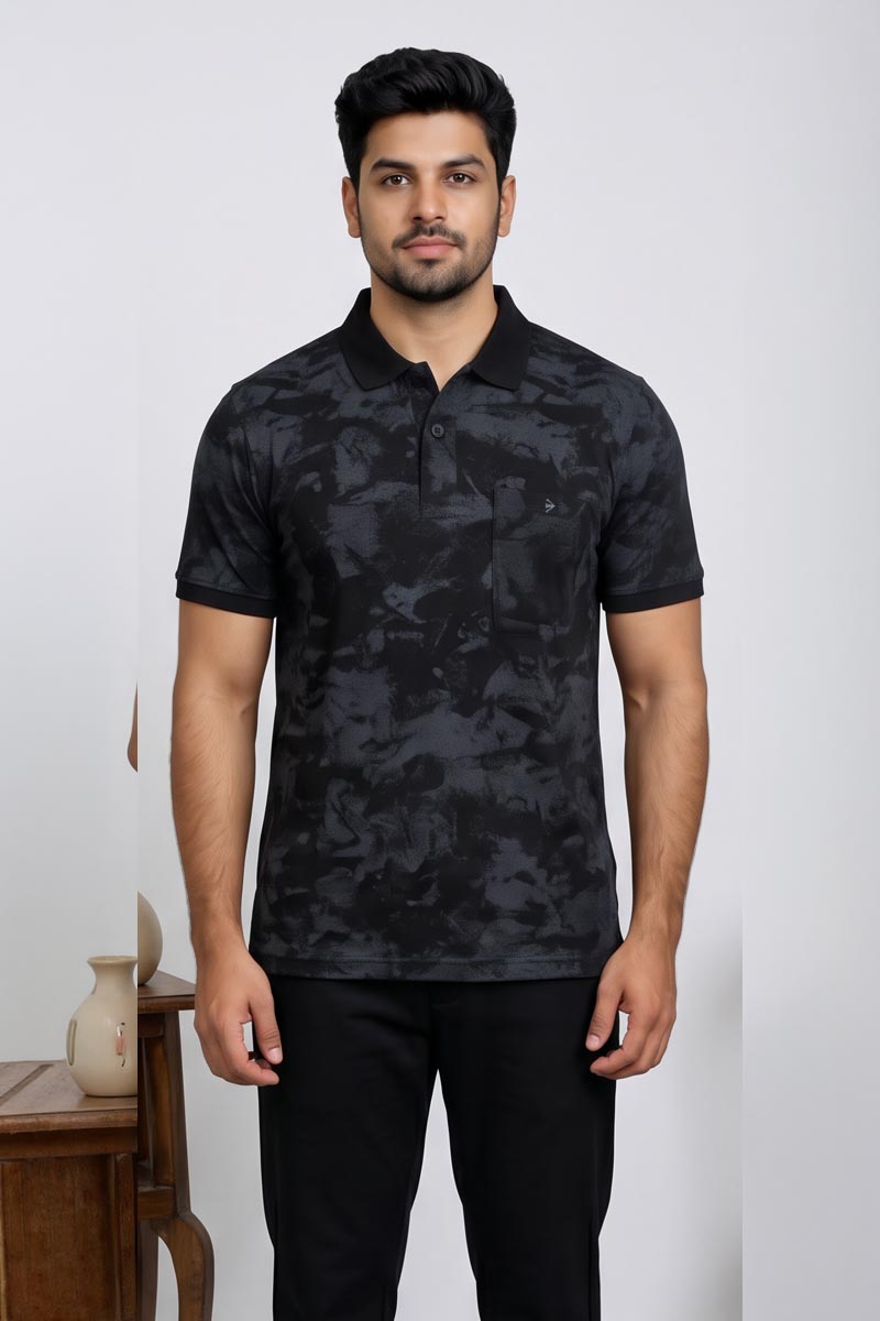 Elite Black Texture T-Shirt - Black - 4