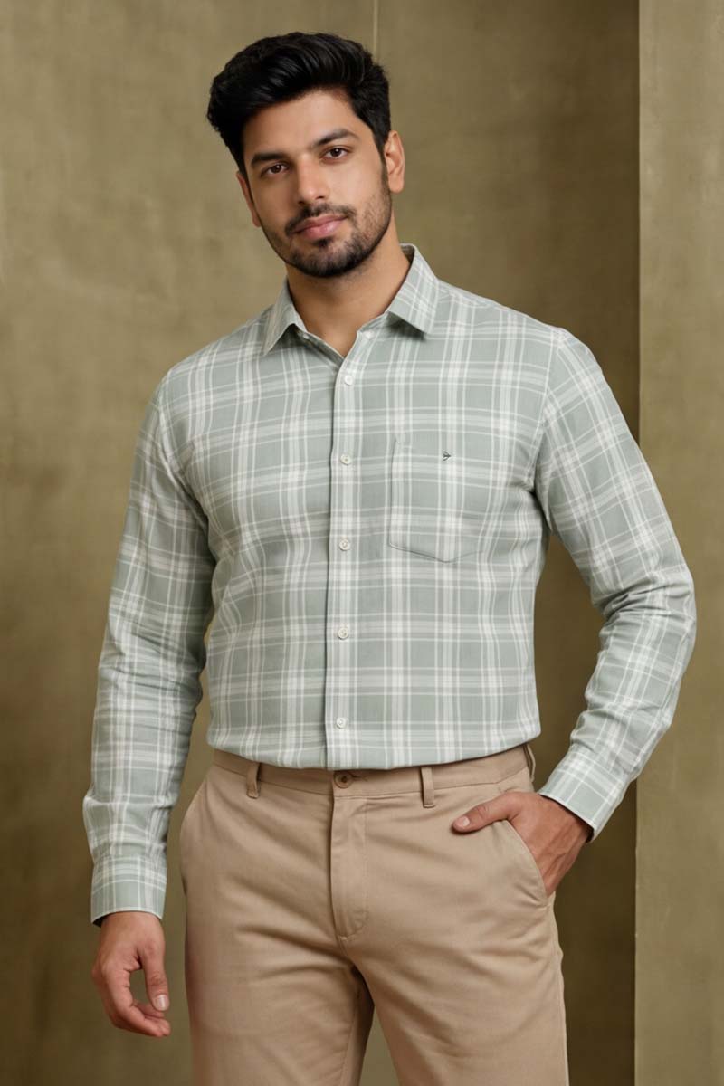 Elite Sage Checked Shirt - L-Green