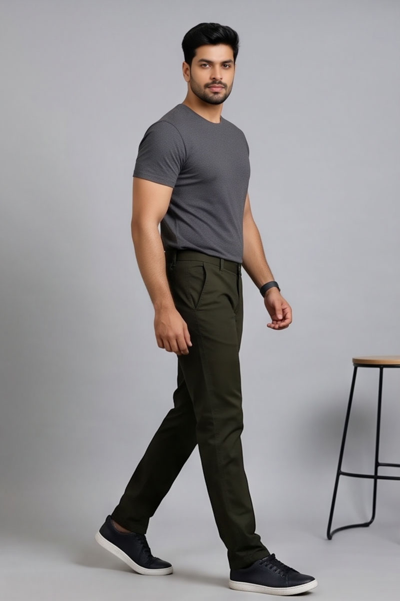 Premium Olive Slim Fit Trousers - Olive - 6