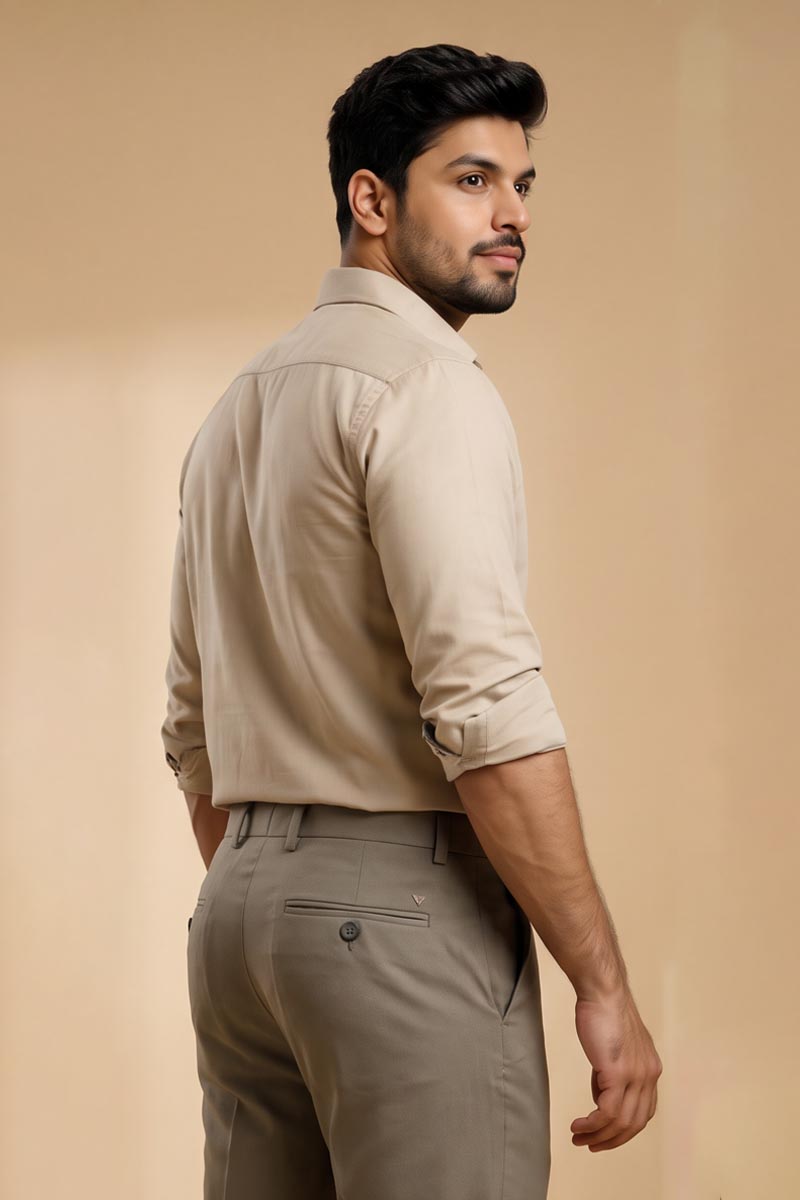 Elite Beige Formal Trousers - Beige - 3