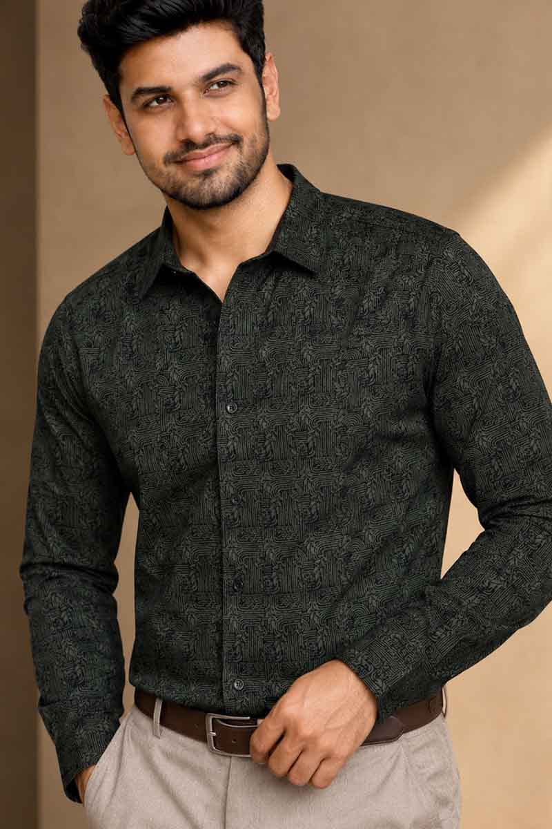 Men's Olive Green Exclusive Shirt - Green - 2