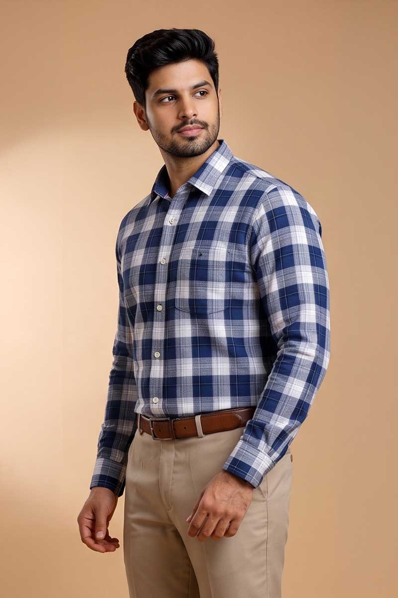 Classic Blue Check Shirt - Blue - 6