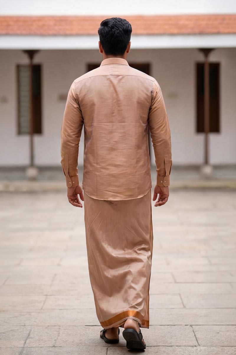 Classic Ethnic Shirt and Dhoti Combo -Copper - 6