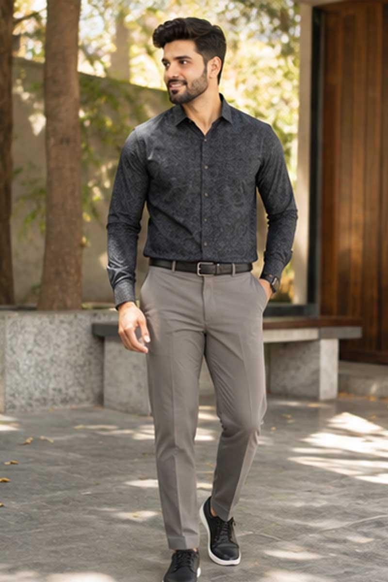 Elegant Grey Formal Shirt- Grey