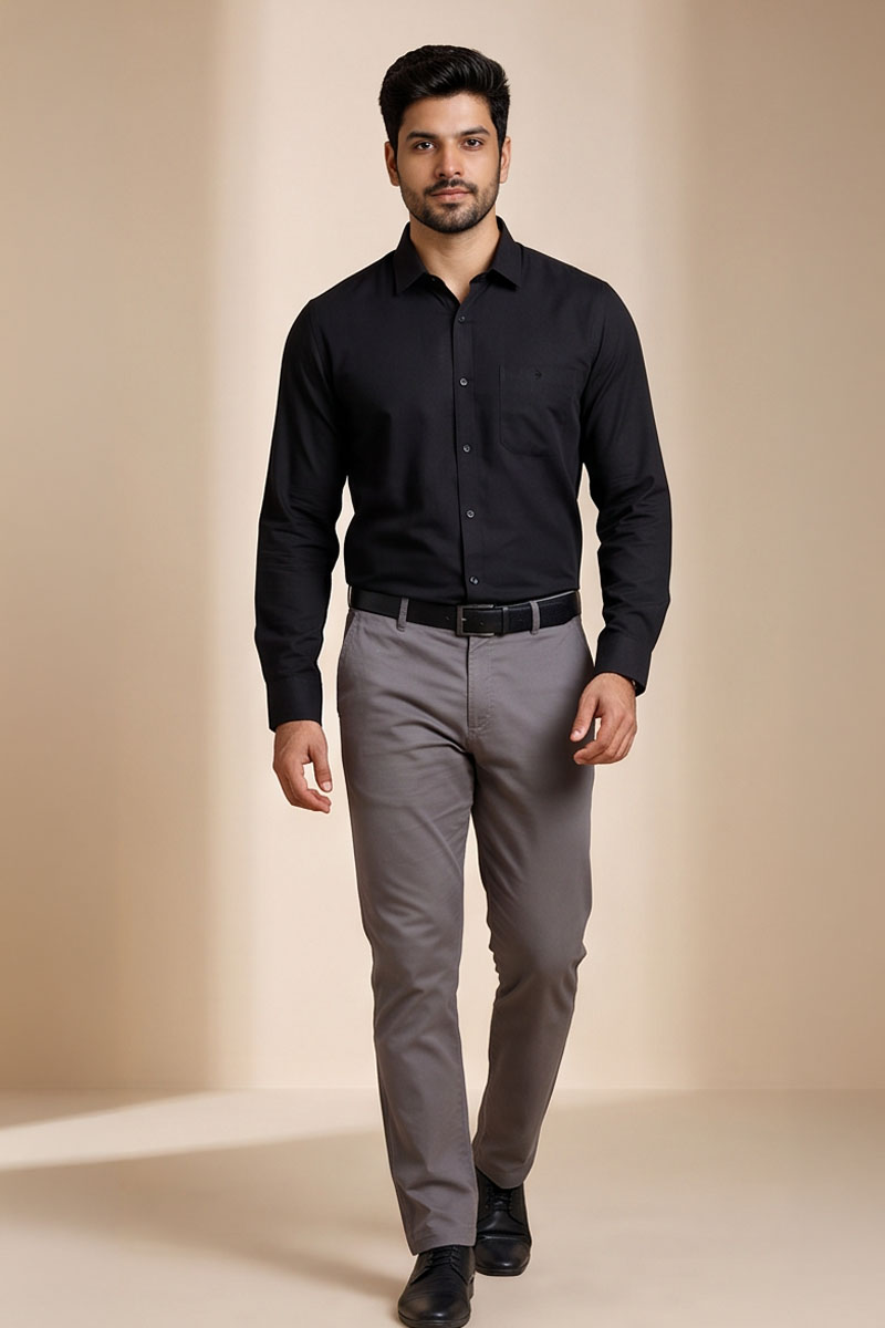 Classic Black Formal Shirt -Black - 3