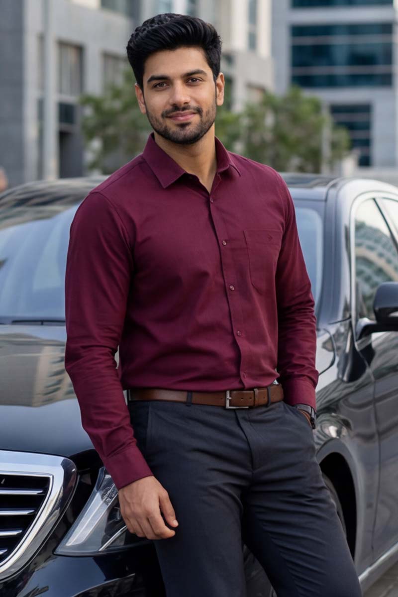 Regal Classic Formal Shirt – Maroon - 3