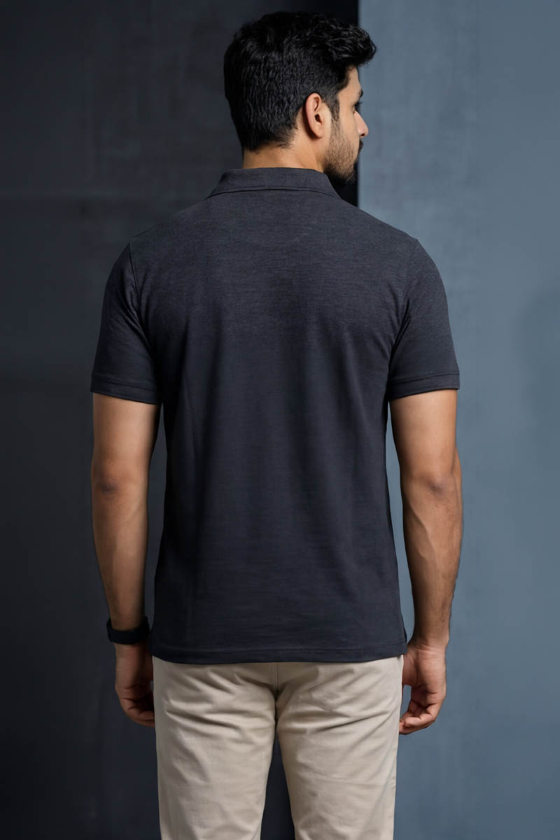Premium Collar T-Shirt - Charcoal Melange - 6