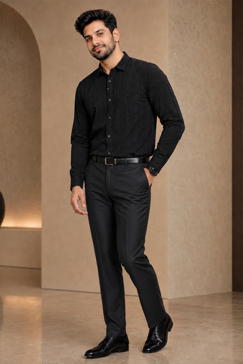 Men’s Black Denim Overshirt - Black - 2