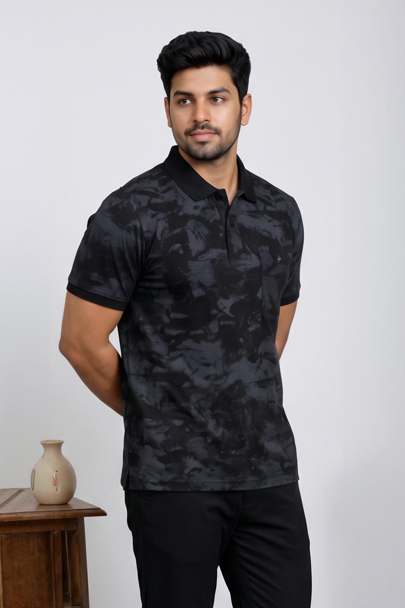 Elite Black Texture T-Shirt - Black - 2