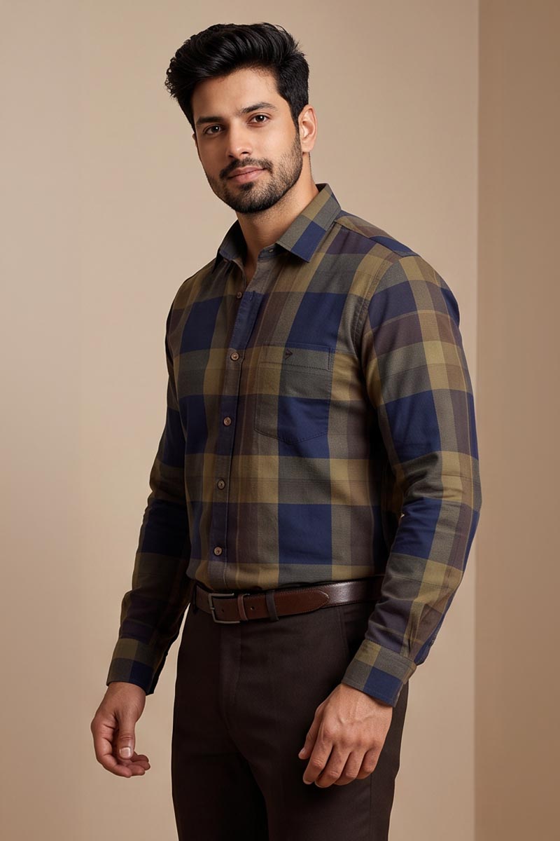 Walnut  Check Shirt - Brown - 2