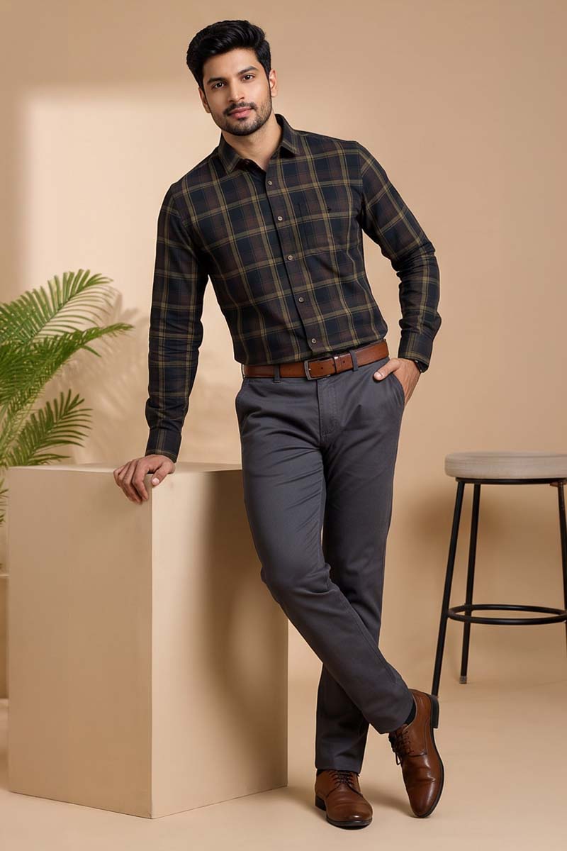 Mocha Check Shirt -Brown - 5