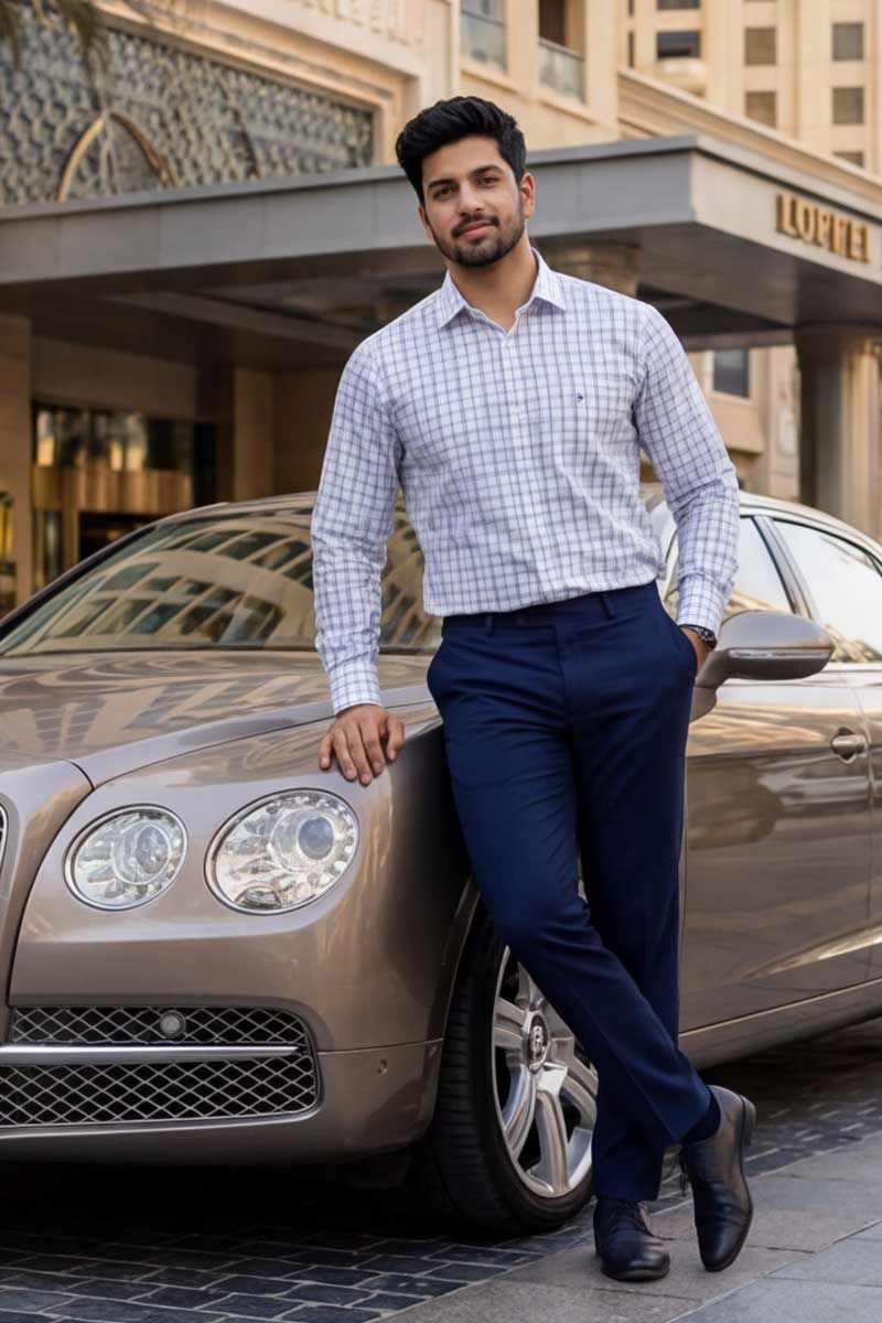 Essential Check Formal Shirt – White - 4