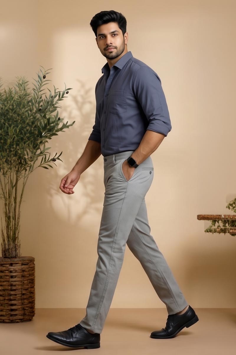 Elegant M-Grey Tailored Fit Pants - M-Grey - 5