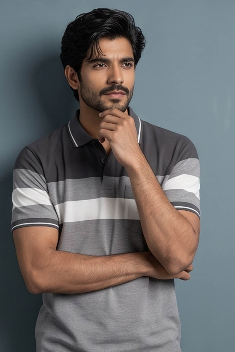 Graphite Signature Colour Block Polo Tee-Brown - 4