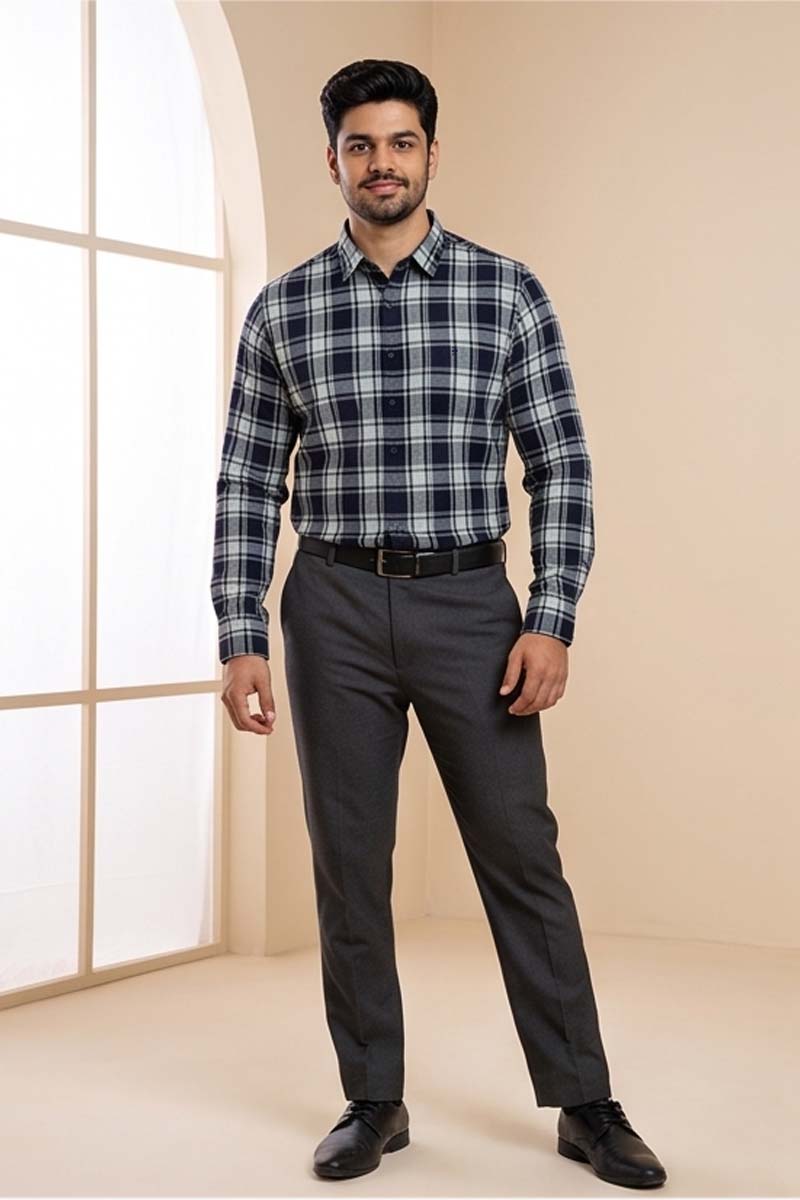 Premium Pastel Green Checked Shirt - P-Green - 5