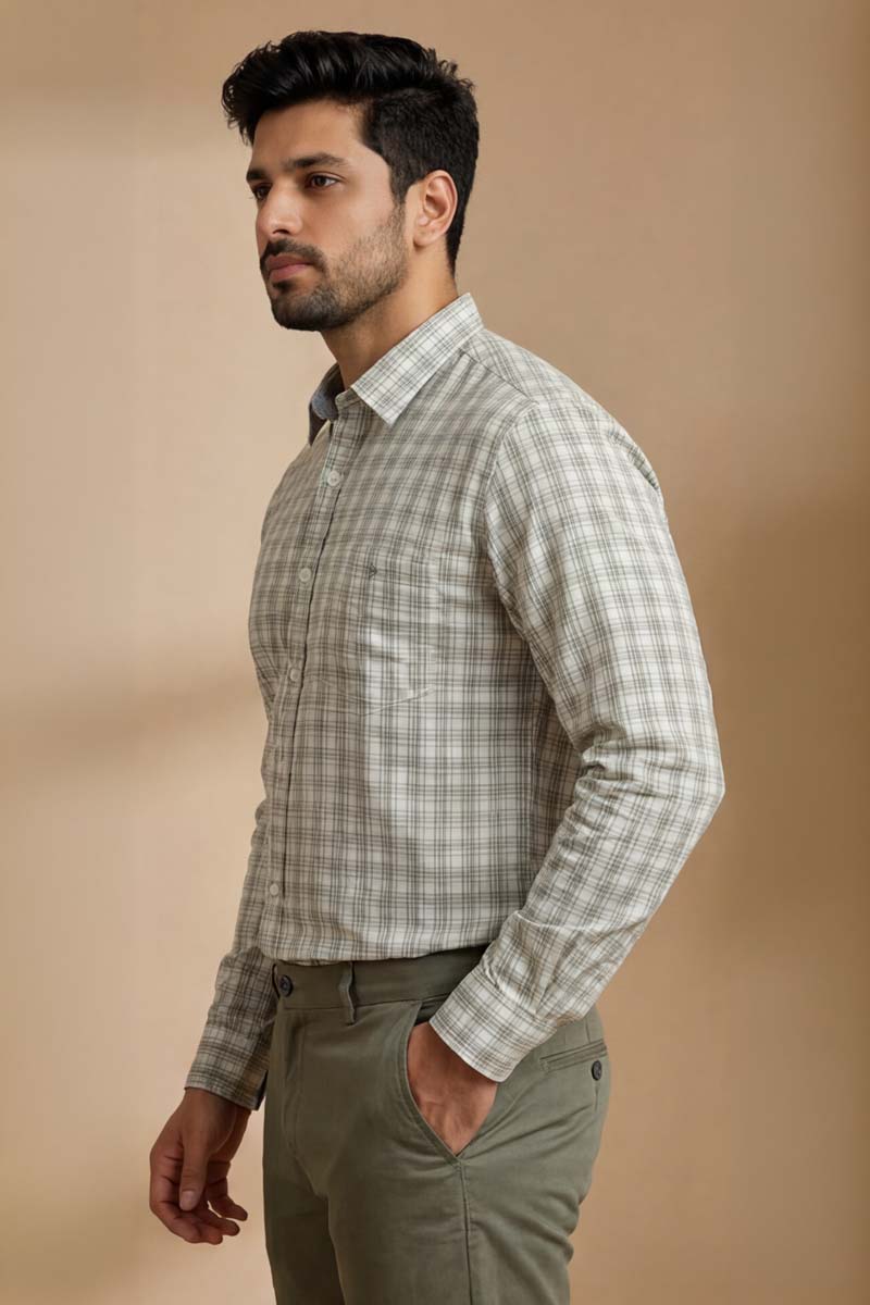 Premium M-Grey Plaid Shirt - M-Grey - 2