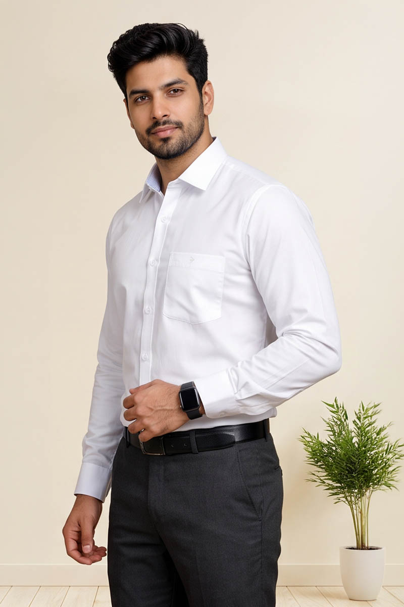 Premium White Formal Shirt -White - 2