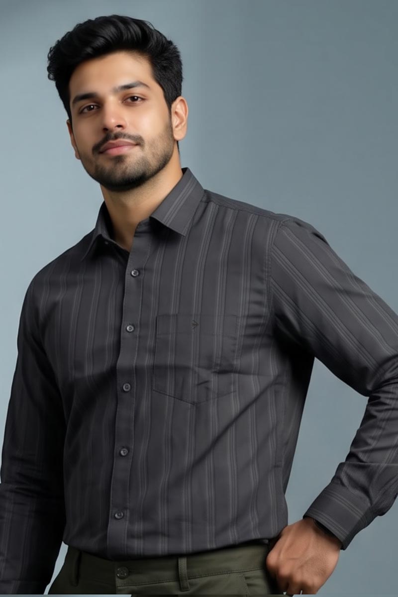 Urban Charcoal Stripe Shirt - D-Grey - 4