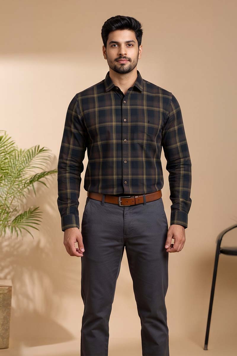 Mocha Check Shirt -Brown
