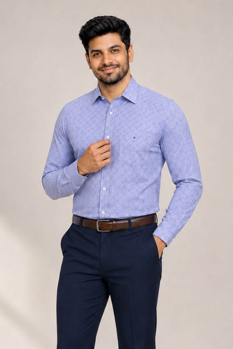 Men’s Blue Signature Print Shirt - Blue - 3