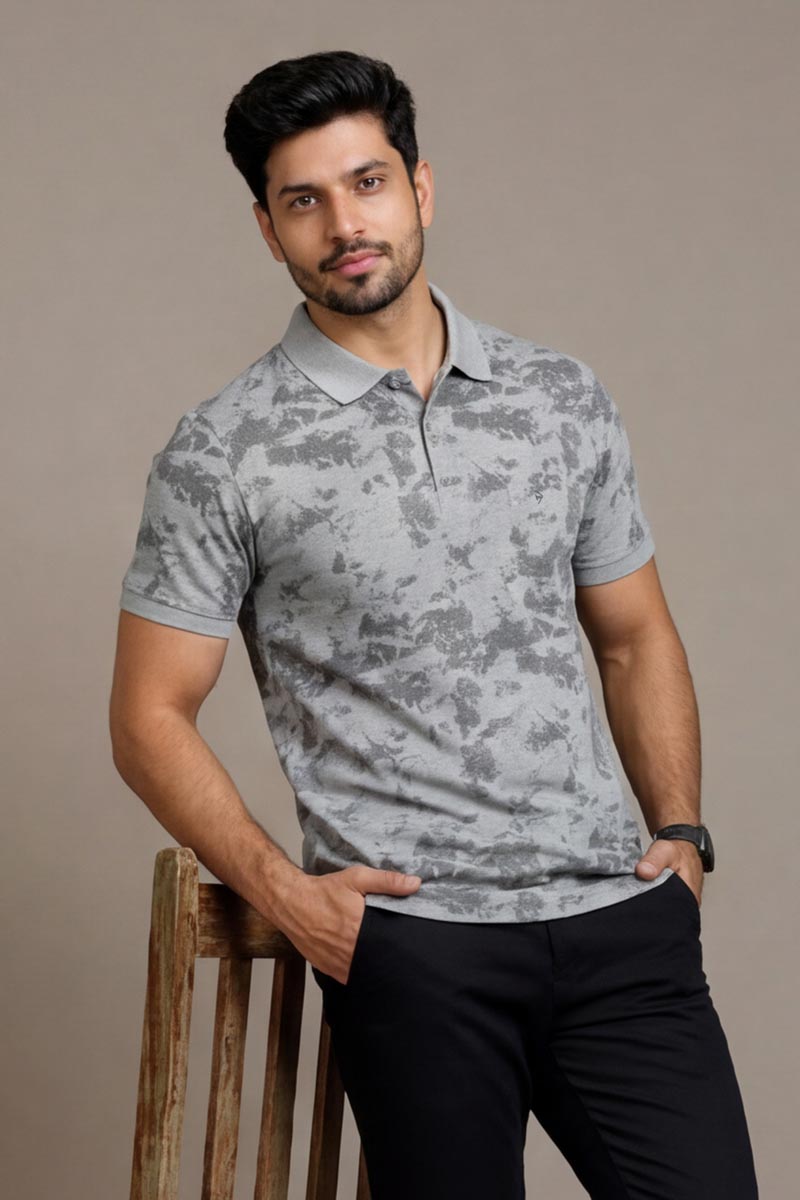Frost Grey Printed  T-Shirt - L-Grey