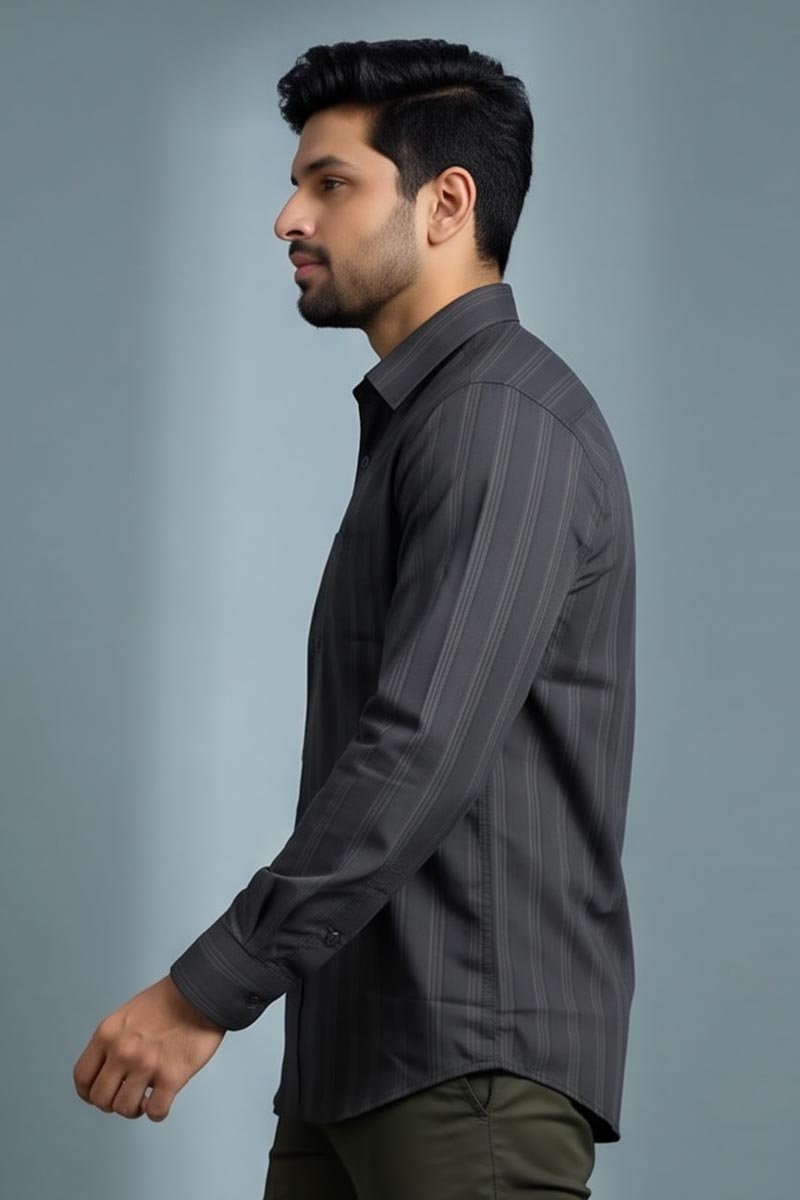 Urban Charcoal Stripe Shirt - D-Grey - 3